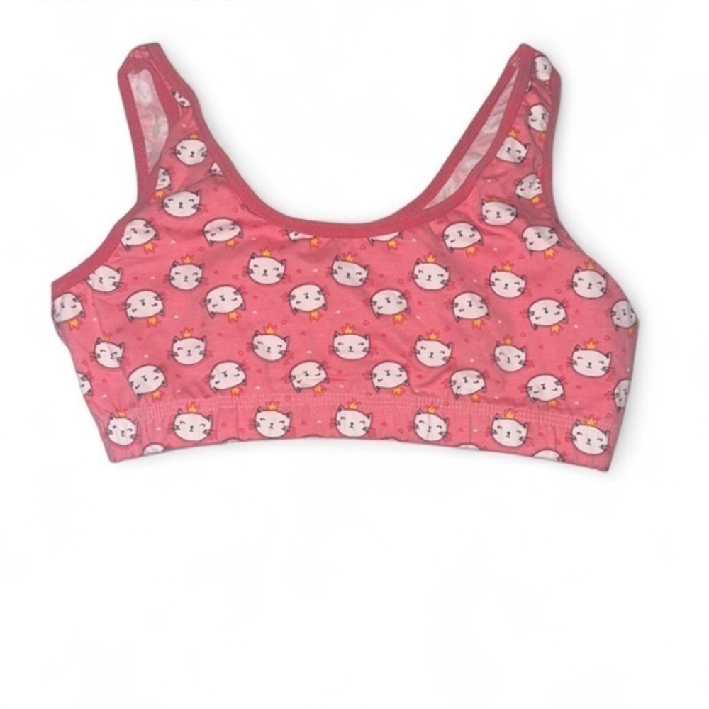 NWOT Pink & White Kitten with Crown Cat Lady Sports Bra Size Medium Loungewear